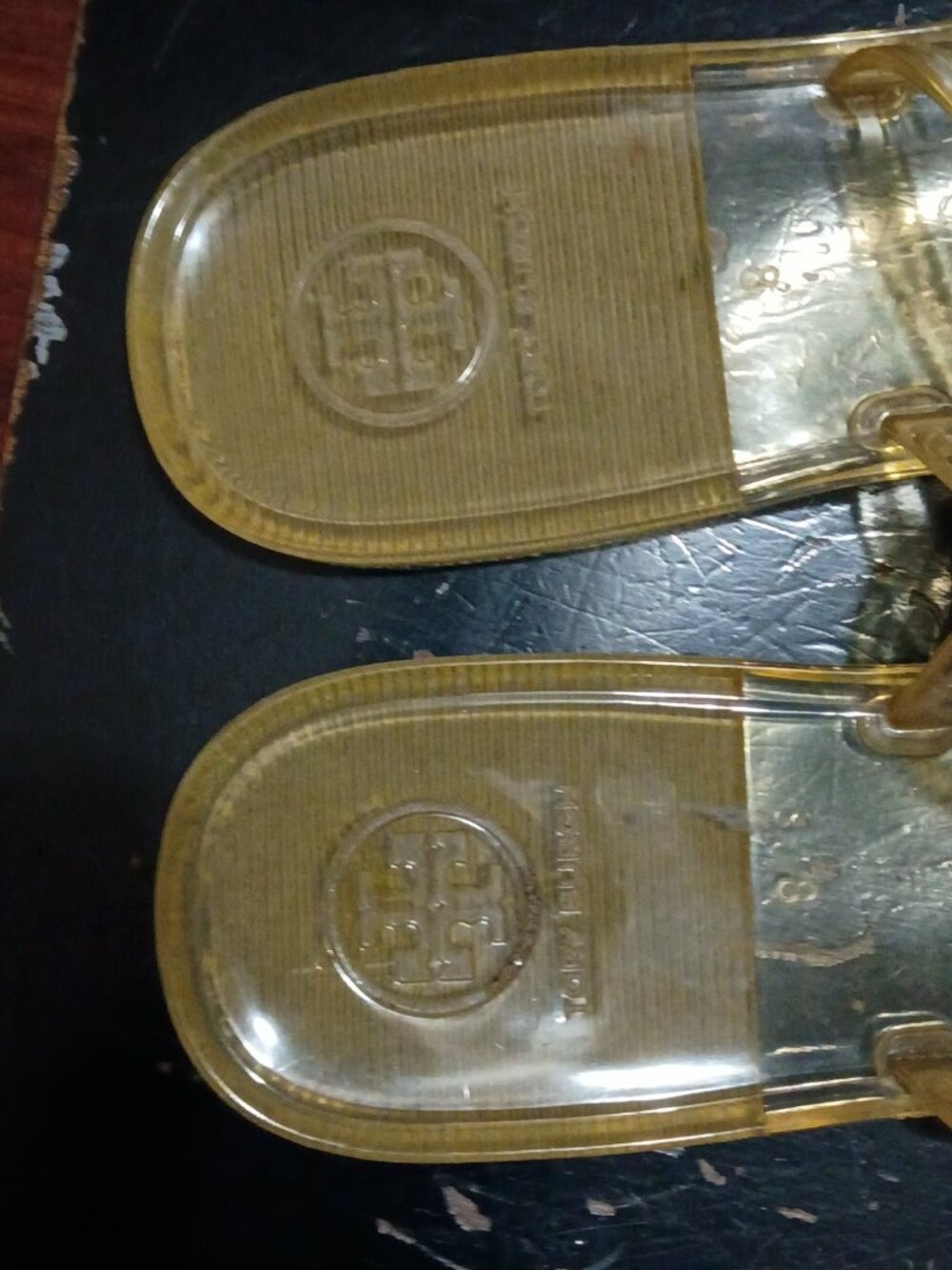 Tory Burch Women's Mini Miller Jelly Thong Sandal Clear & White - Size 8 - Picture 3 of 12